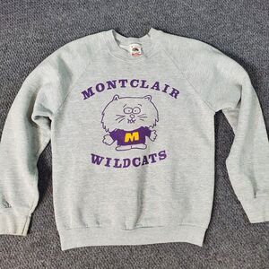 Vintage 80s 90s Fruit of the Loom Montclair Wildcats Crewneck Sweatshirt Size M